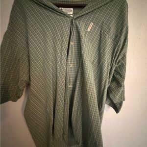 Columbia Olive Checkered Cotton Shirt